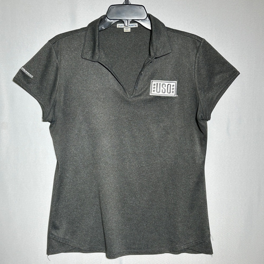 USO x Northrop Grumman Port Authority Gray Heather Polo Shirt Women's MEDIUM